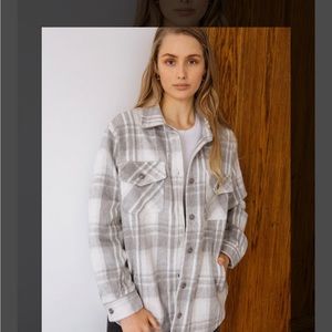 Thread & Supply Chandler Jacket Grey and White Plaid Shacket